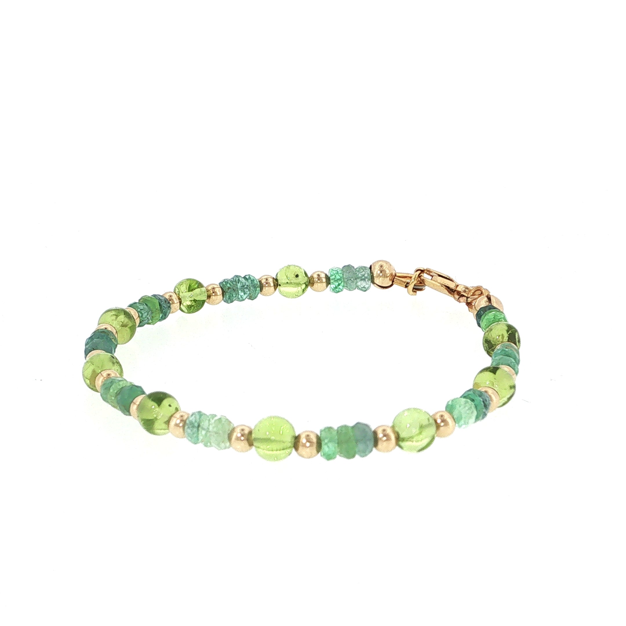 Kornerupine & Peridot Gold-Filled Beaded Bracelet