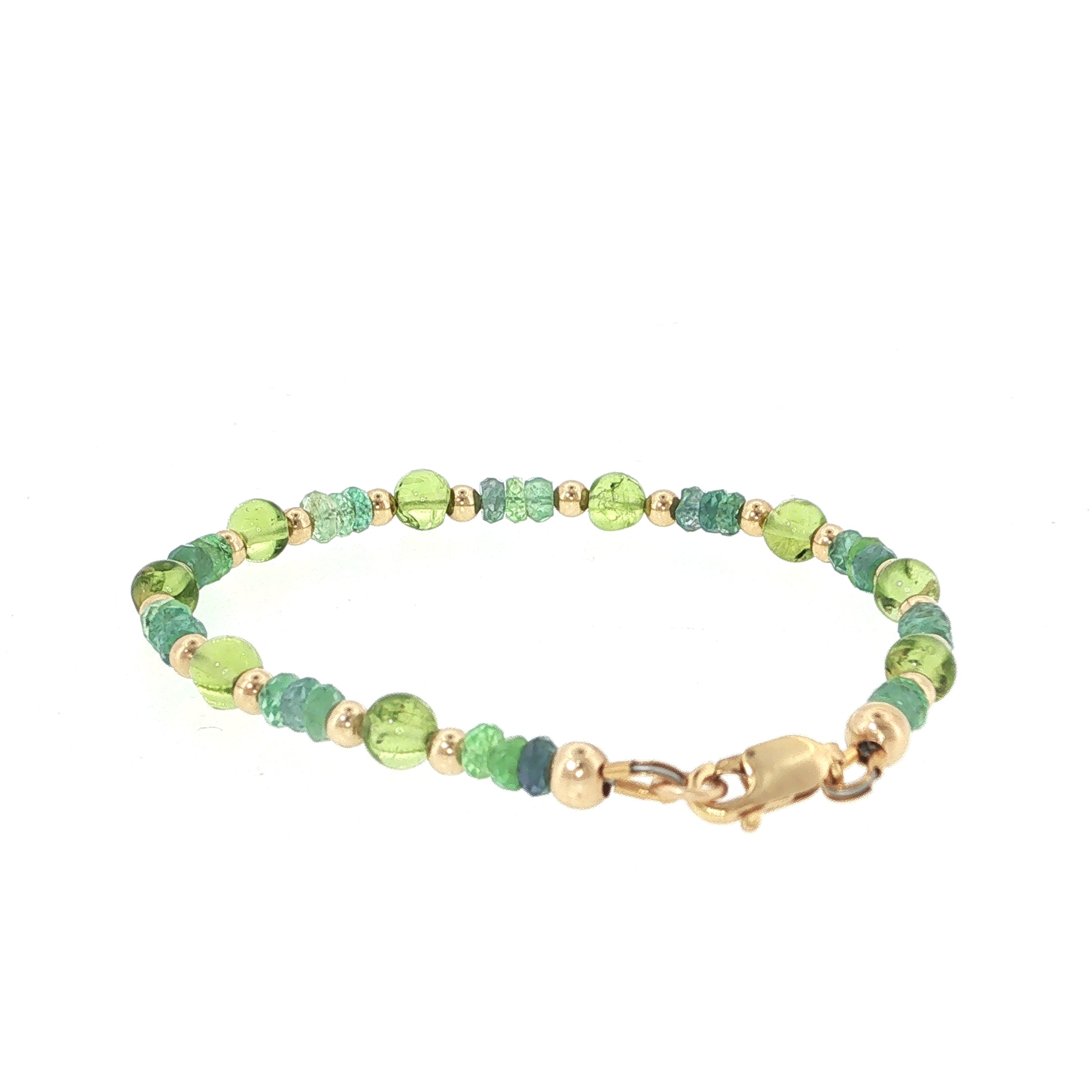Kornerupine & Peridot Gold-Filled Beaded Bracelet
