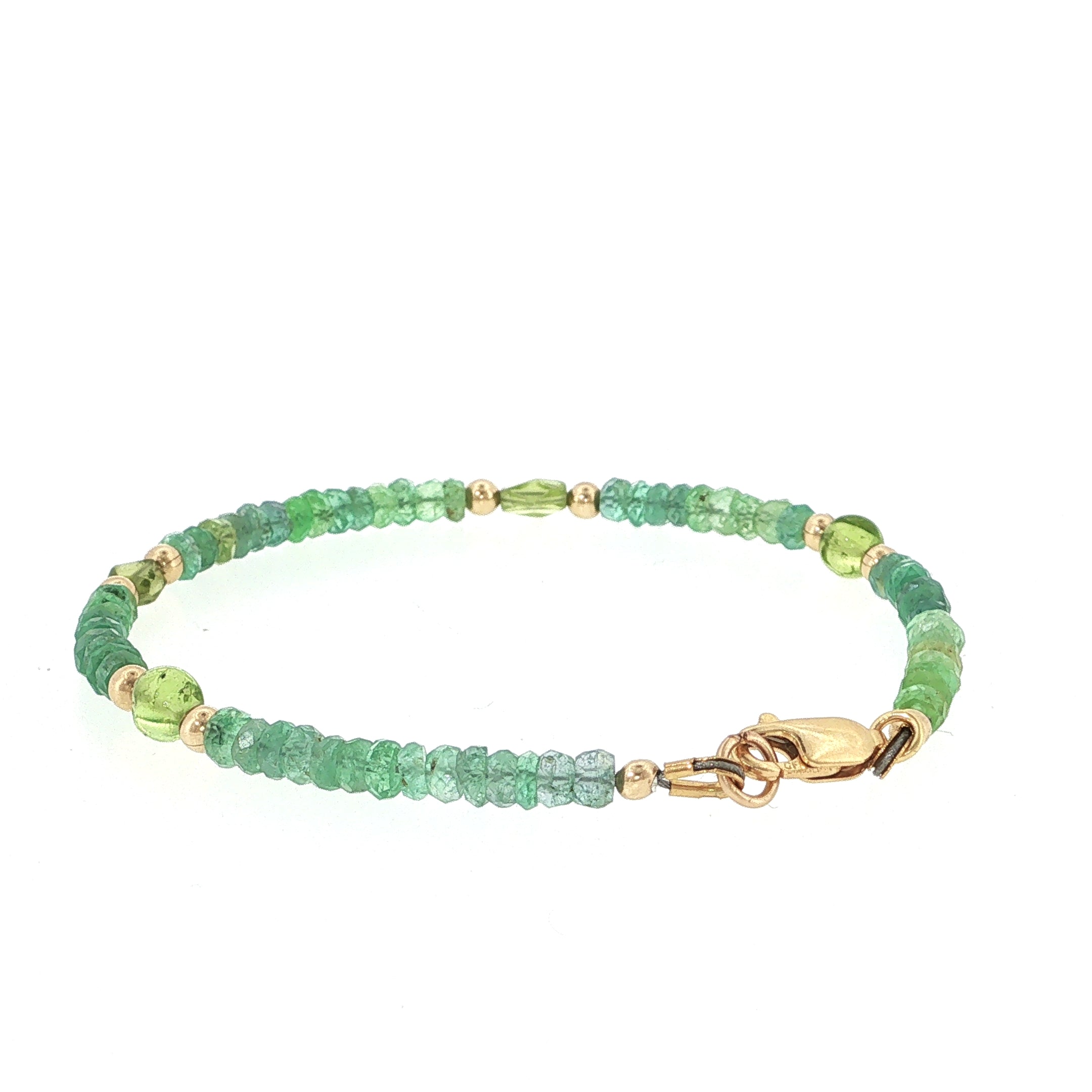 Kornerupine & Peridot Gold-Filled Beaded Bracelet