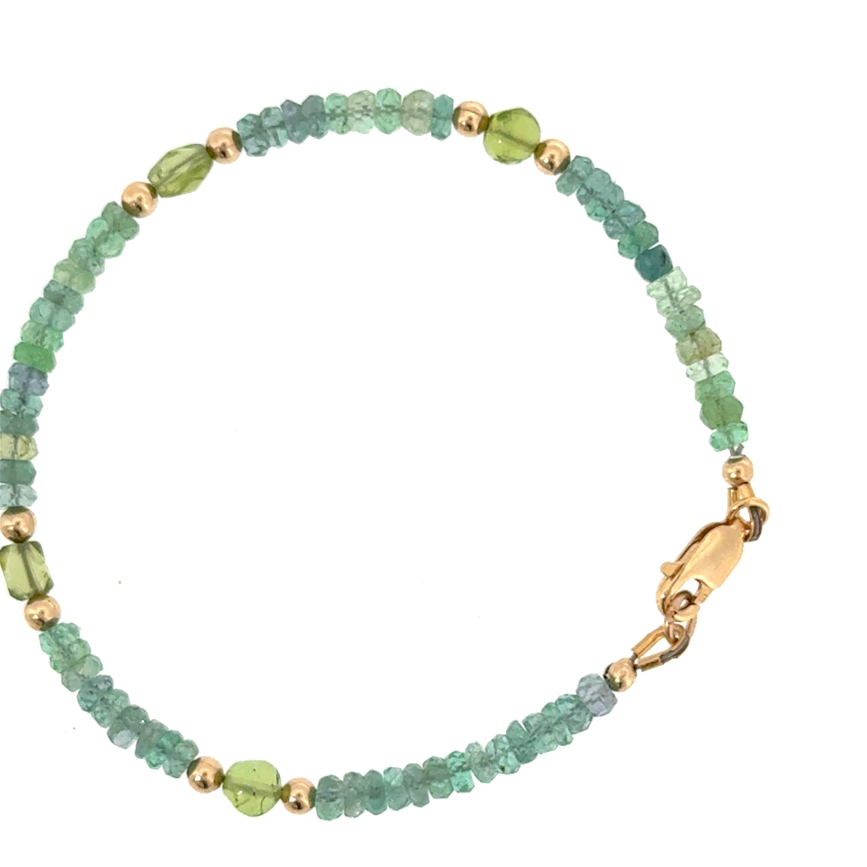 Kornerupine & Peridot Gold-Filled Beaded Bracelet