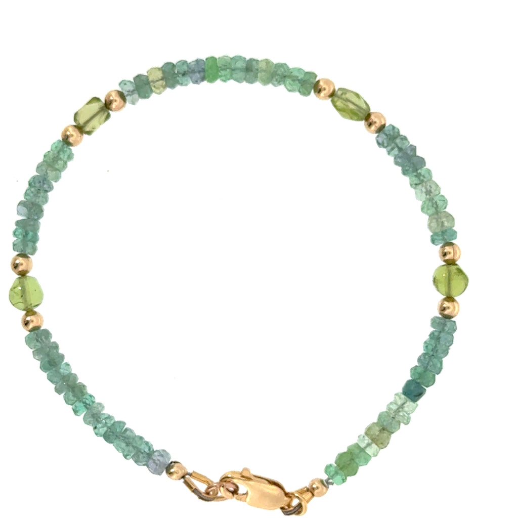 Kornerupine & Peridot Gold-Filled Beaded Bracelet