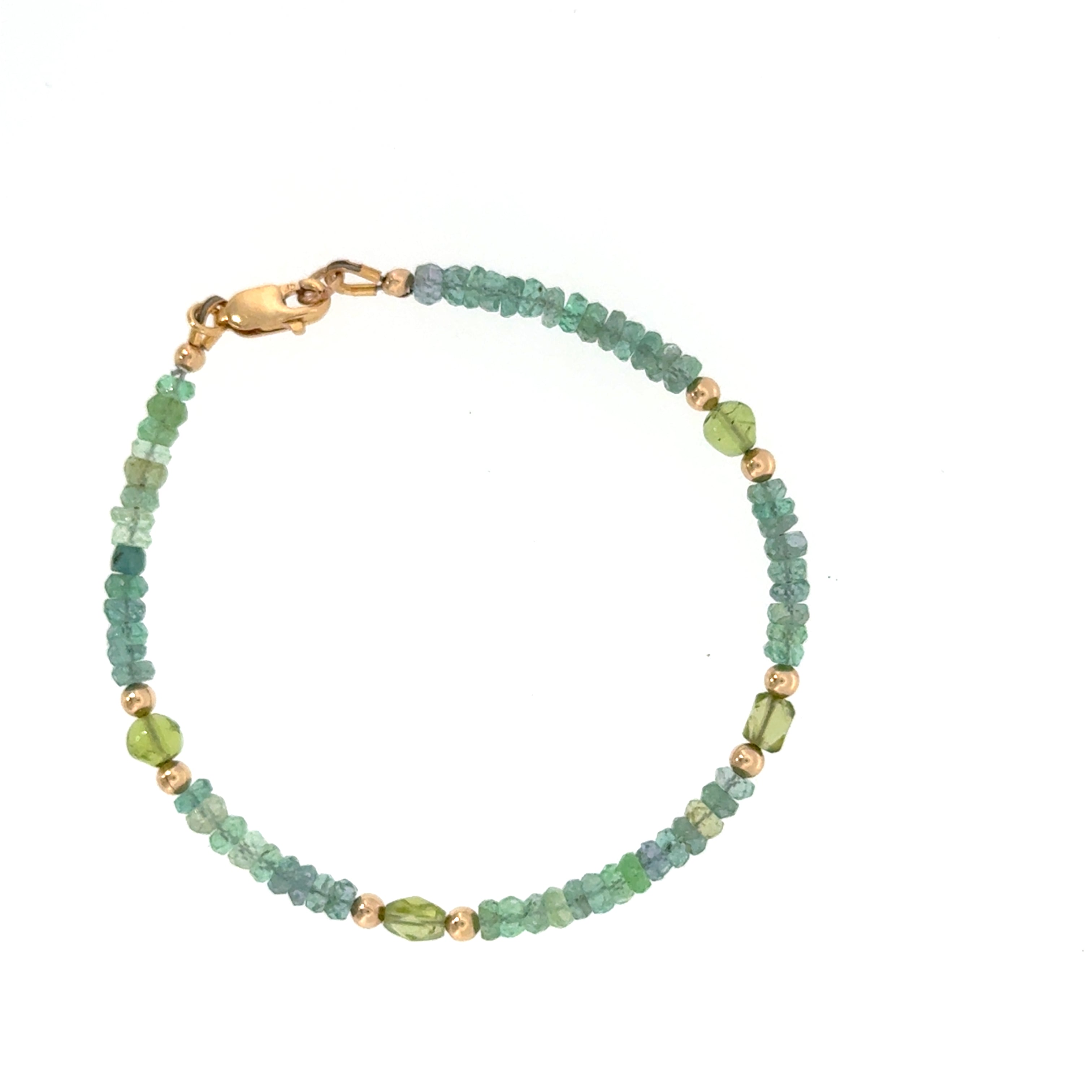 Kornerupine & Peridot Gold-Filled Beaded Bracelet