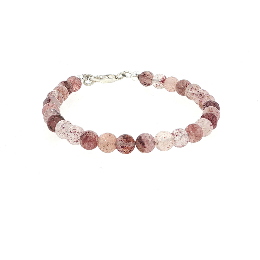 Strawberry Quartz Gemstone Beaded Bracelet Collection