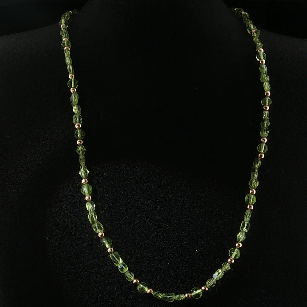 Peridot Gemstone and Gold Filled Beaded Necklace
