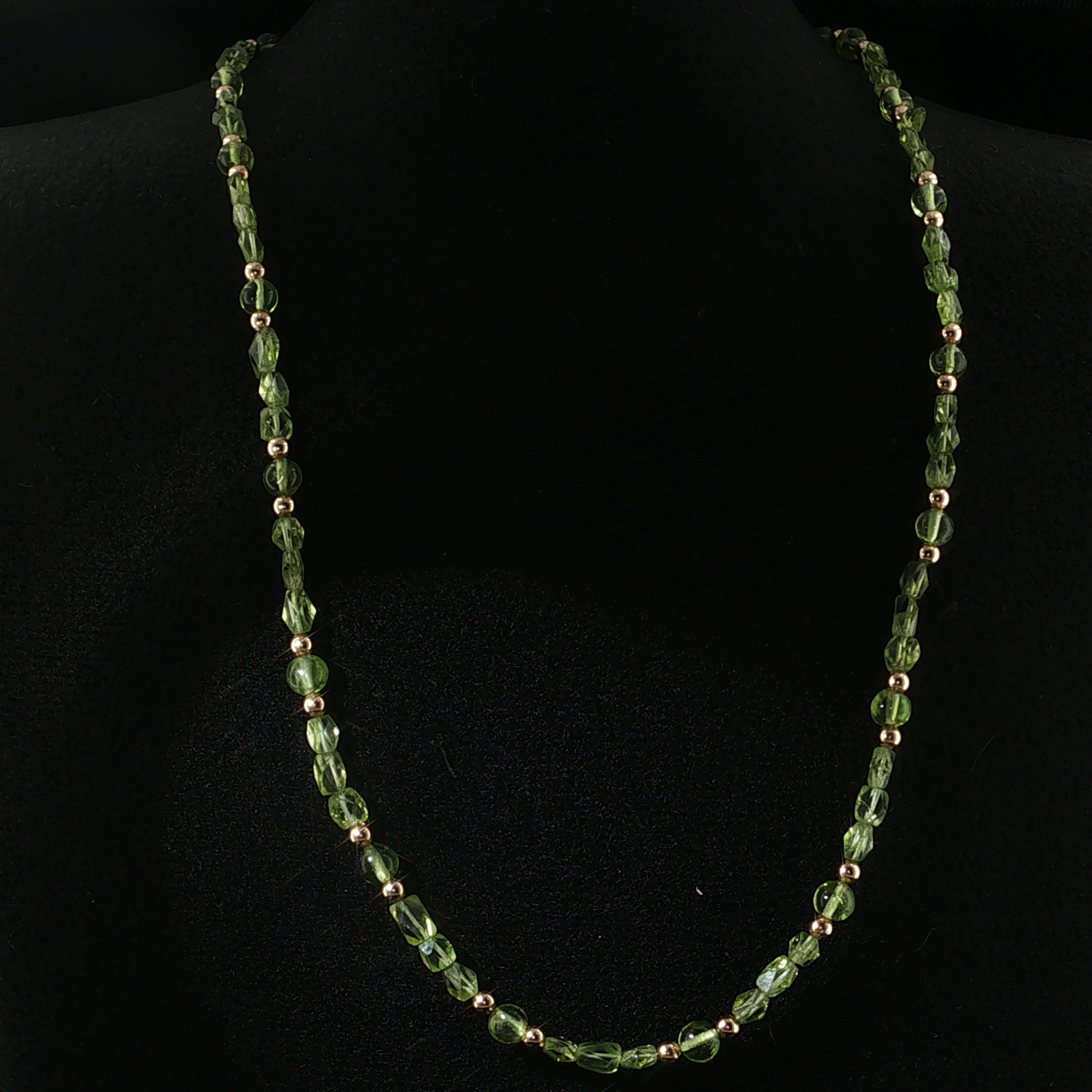 Peridot Gemstone and Gold Filled Beaded Necklace