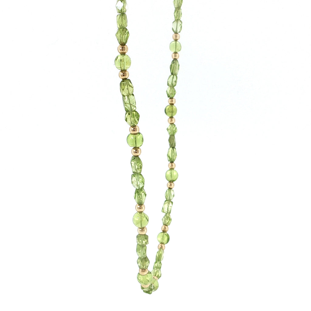 Peridot Gemstone and Gold Filled Beaded Necklace