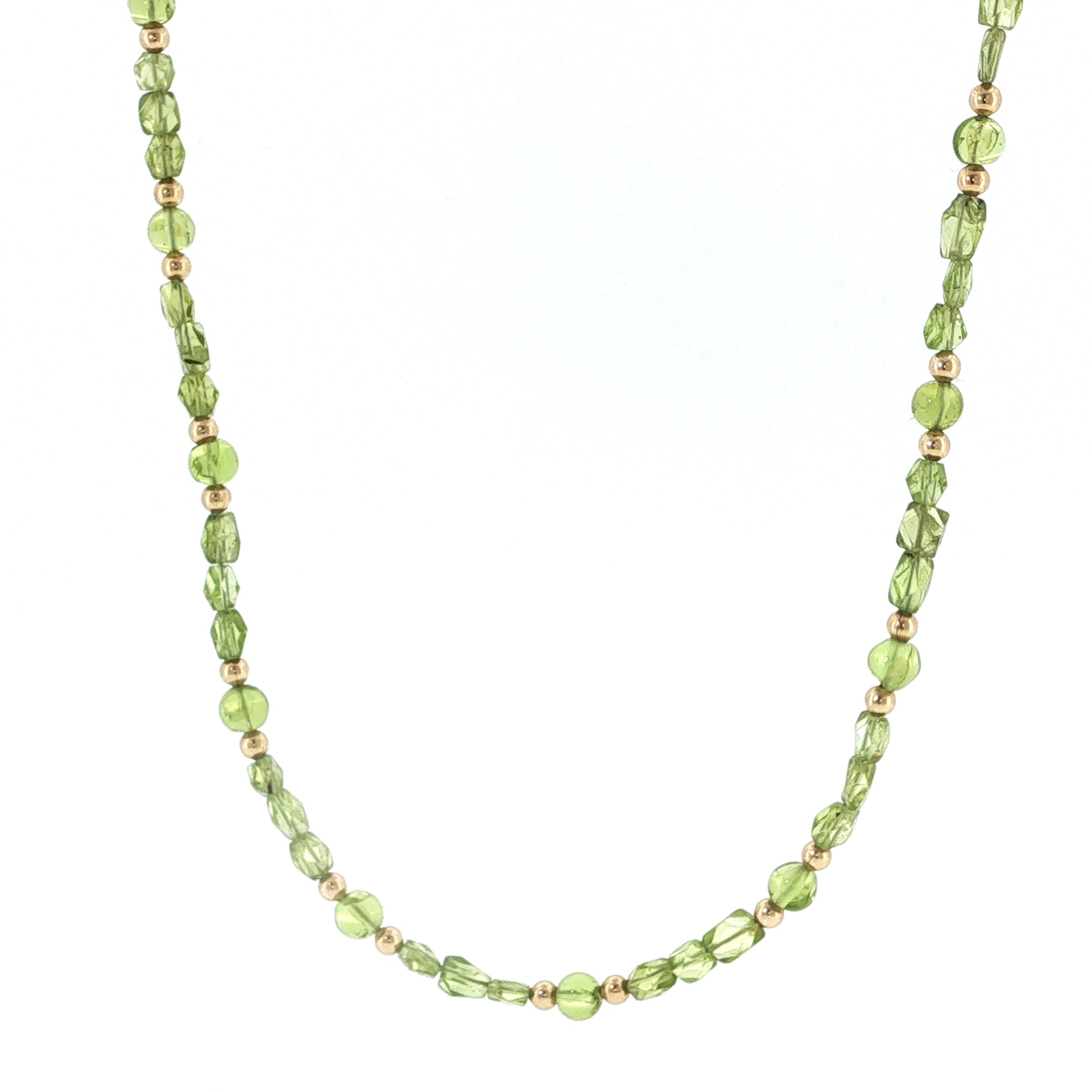 Peridot Gemstone and Gold Filled Beaded Necklace