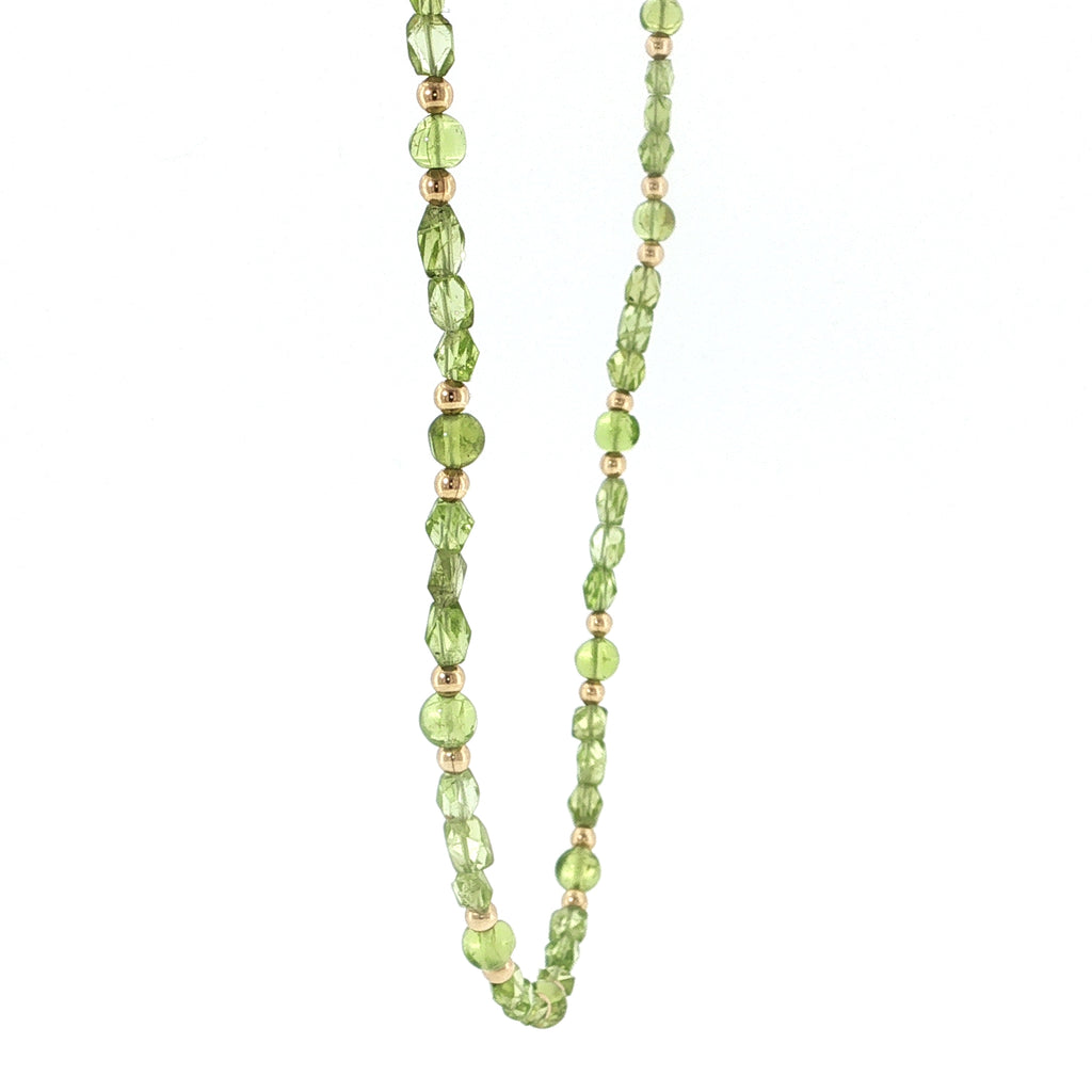 Peridot Gemstone and Gold Filled Beaded Necklace