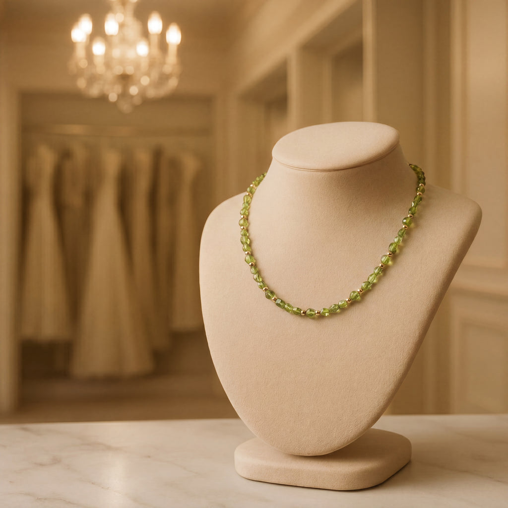 Peridot Gemstone and Gold Filled Beaded Necklace