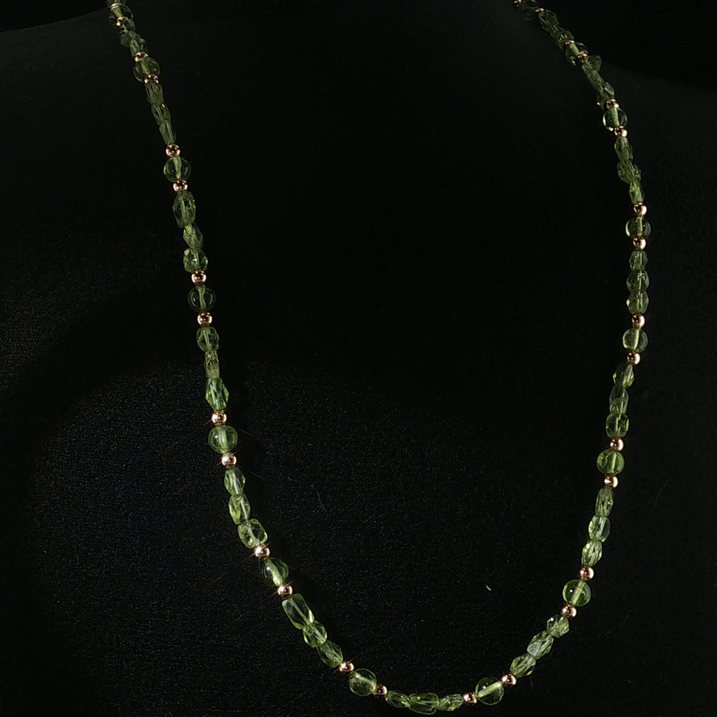 Peridot Gemstone and Gold Filled Beaded Necklace