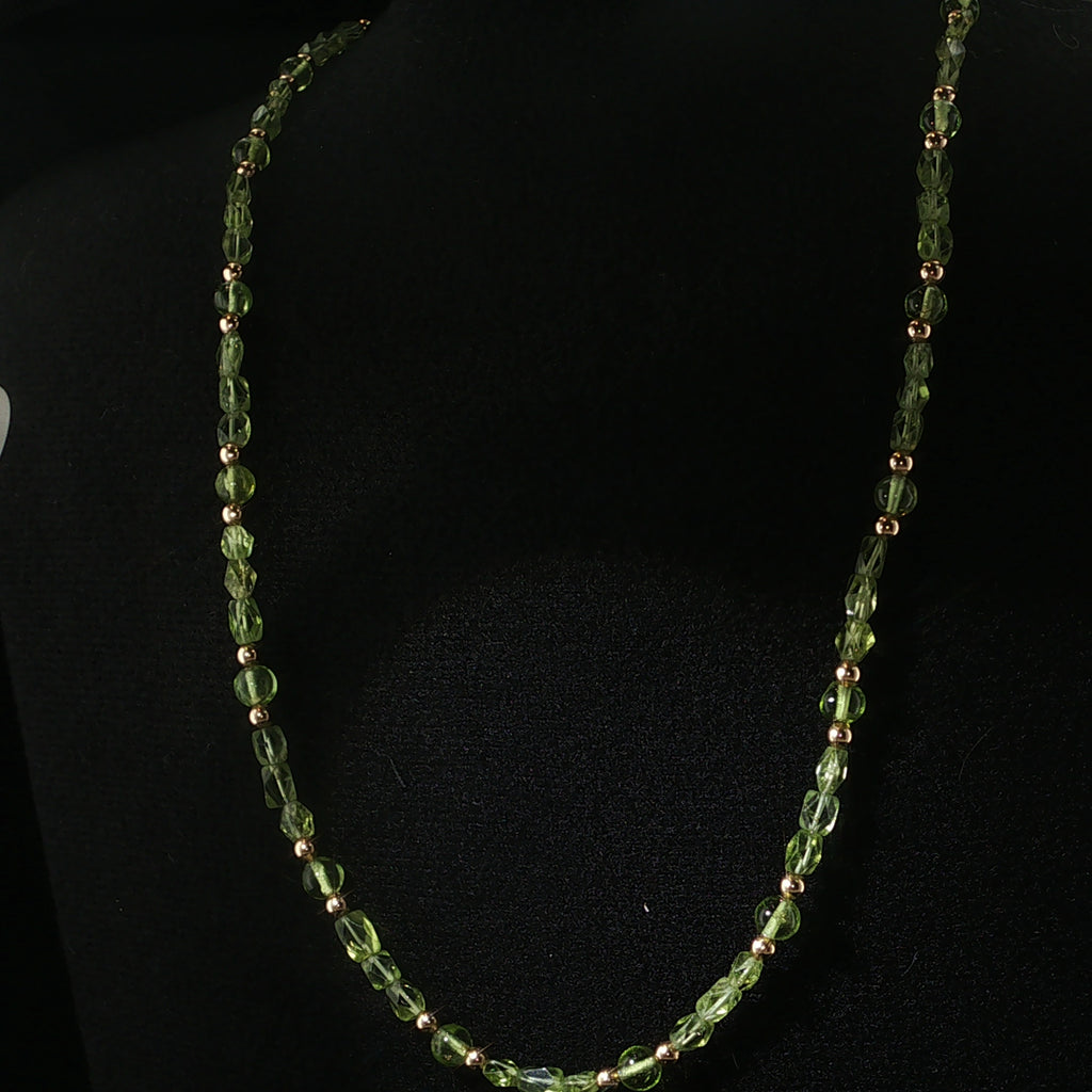 Peridot Gemstone and Gold Filled Beaded Necklace