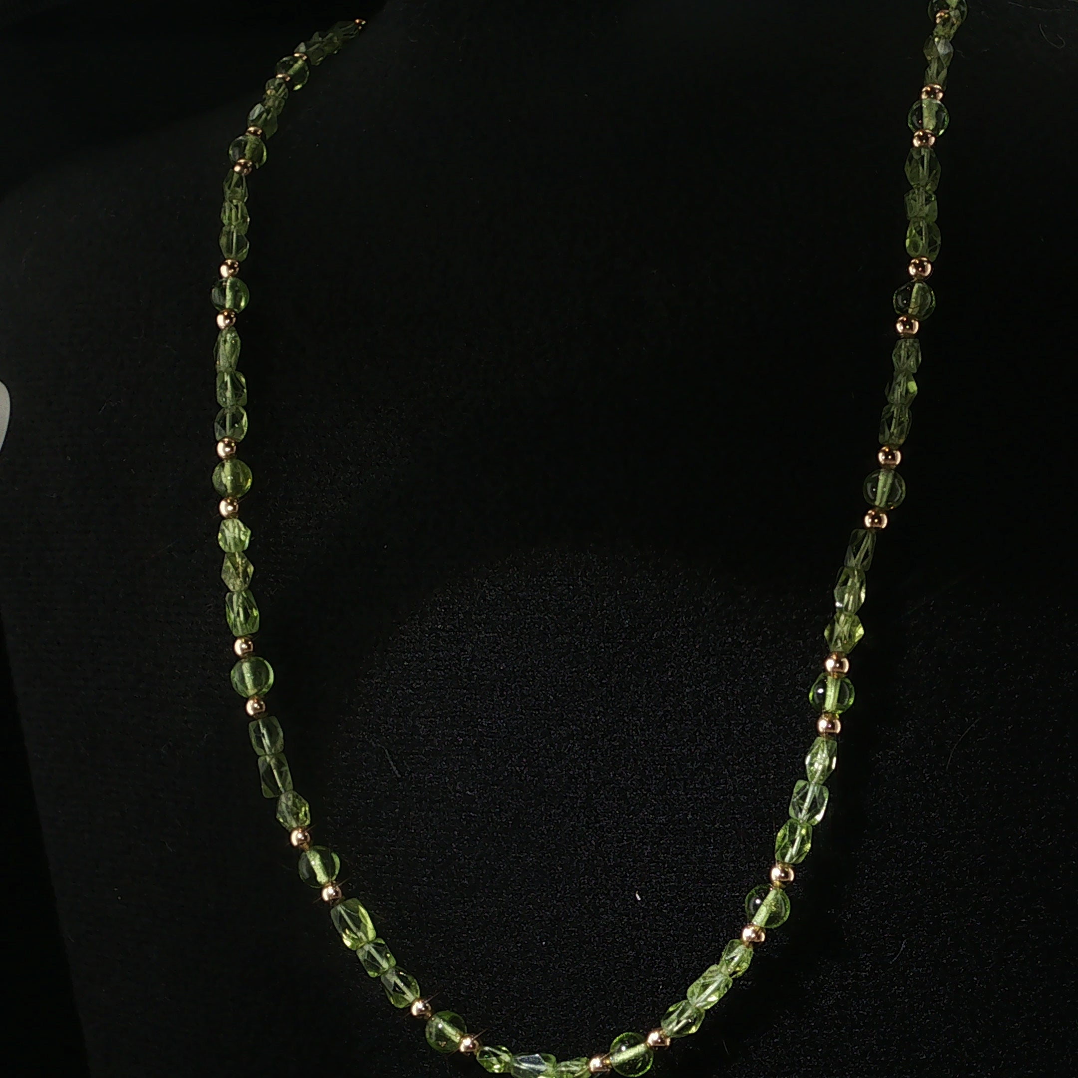 Peridot Gemstone and Gold Filled Beaded Necklace