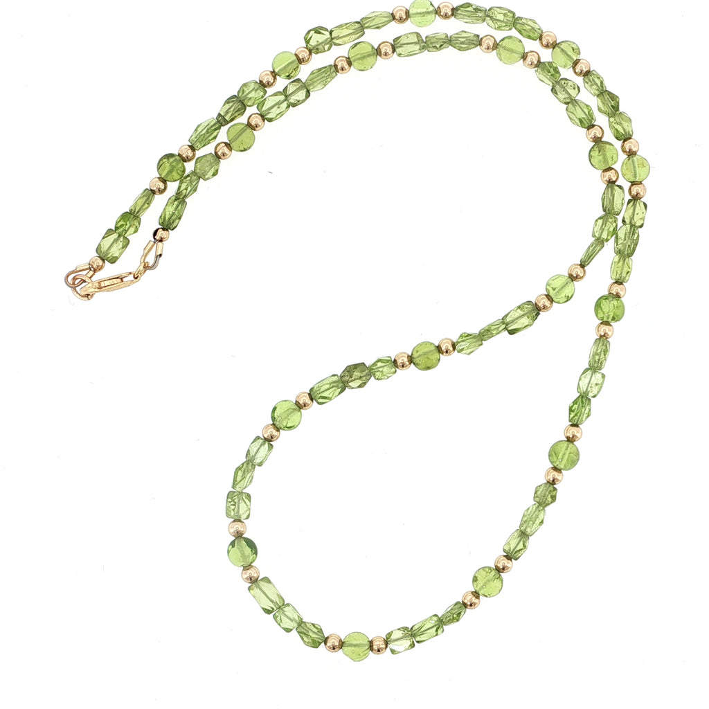 Peridot Gemstone and Gold Filled Beaded Necklace