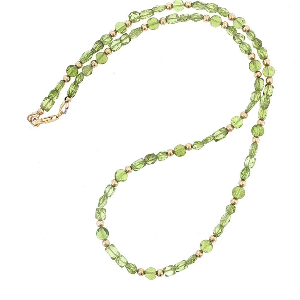 Peridot Gemstone and Gold Filled Beaded Necklace
