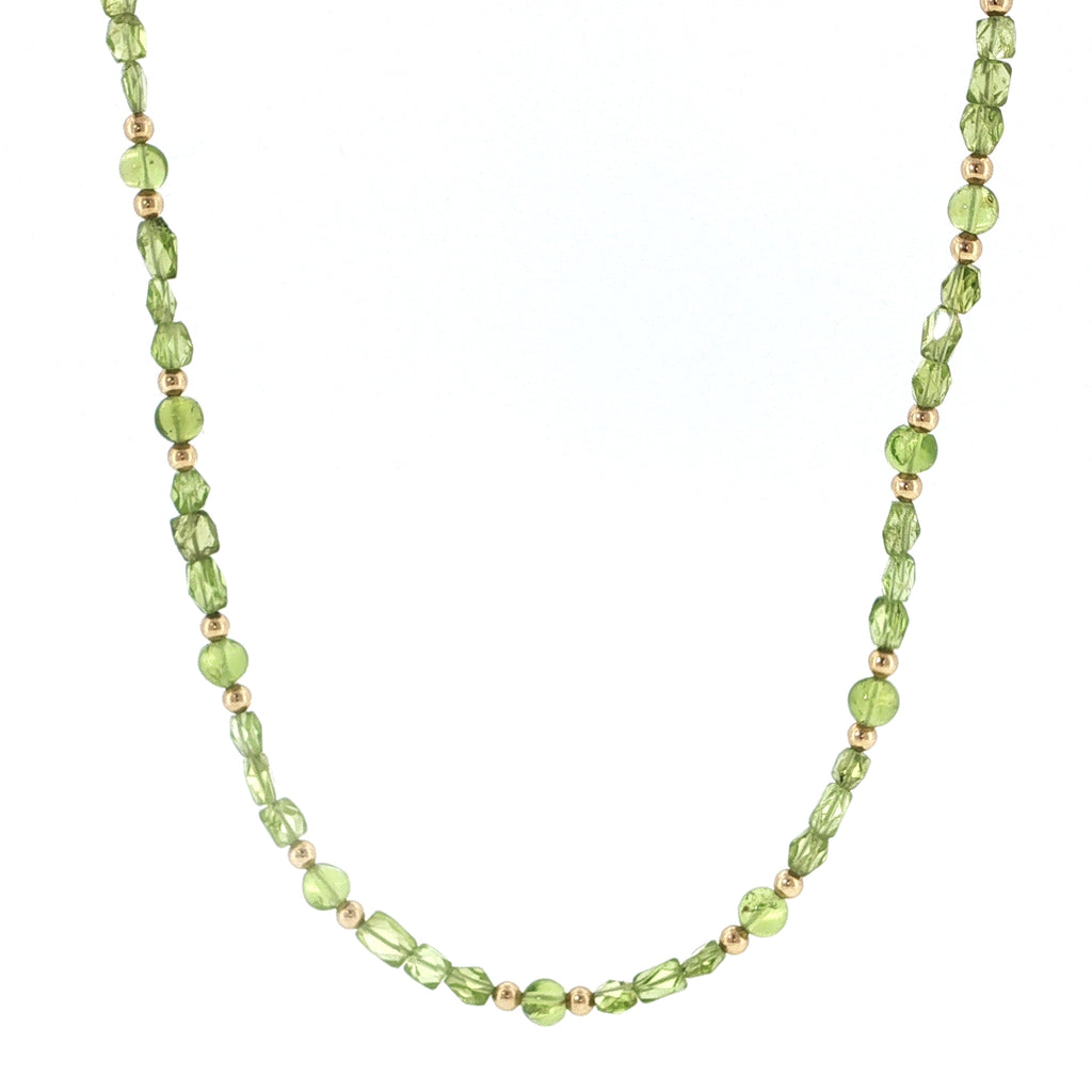 Peridot Gemstone and Gold Filled Beaded Necklace