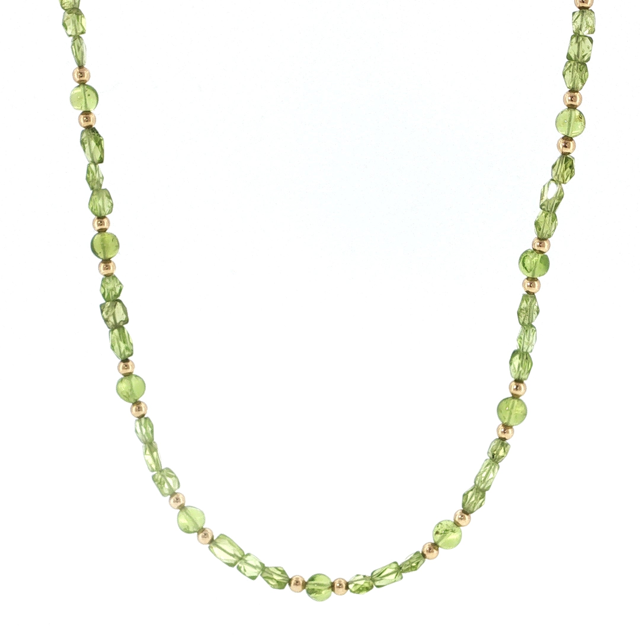 Peridot Gemstone and Gold Filled Beaded Necklace