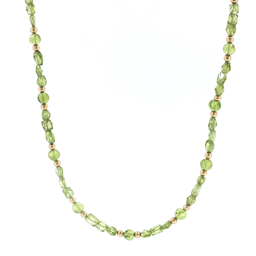 Peridot Gemstone and Gold Filled Beaded Necklace