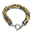 Leopard Skin Jasper Gemstone Crocheted Bracelet