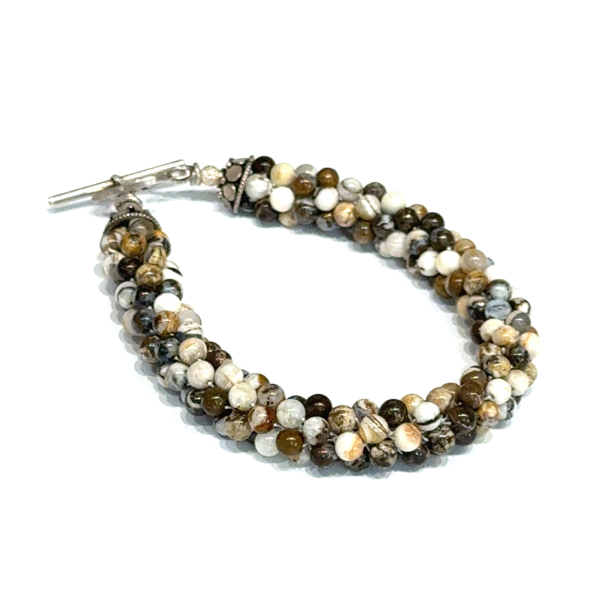 Striped Jasper Gemstone Crocheted Bracelet