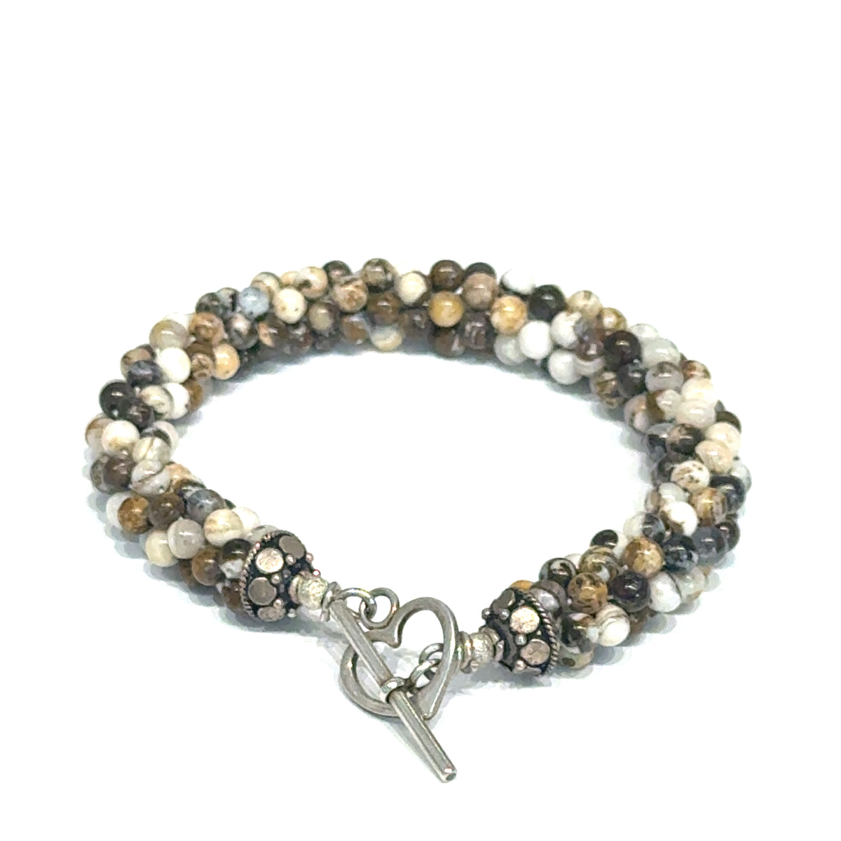 Striped Jasper Gemstone Crocheted Bracelet