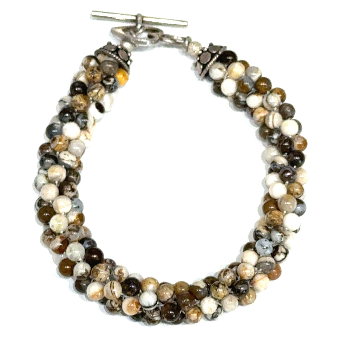 Striped Jasper Gemstone Crocheted Bracelet