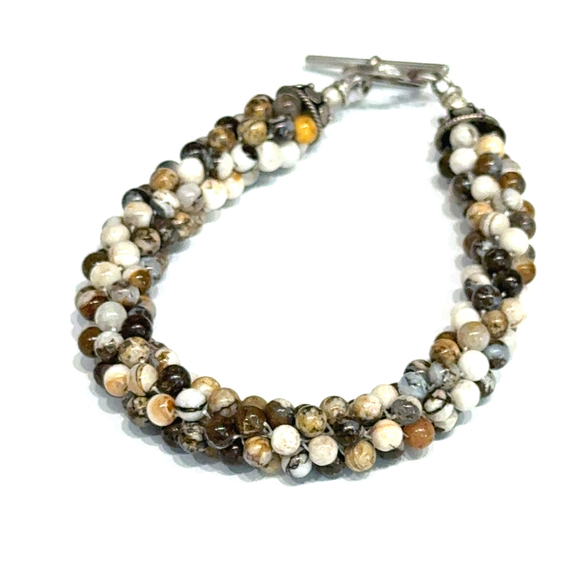 Striped Jasper Gemstone Crocheted Bracelet