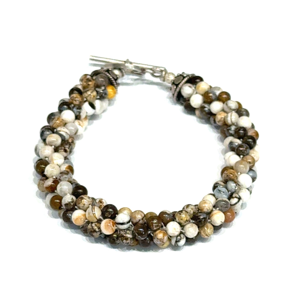 Striped Jasper Gemstone Crocheted Bracelet