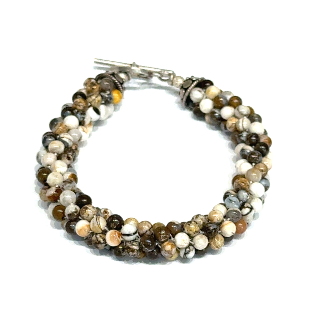 Striped Jasper Gemstone Crocheted Bracelet