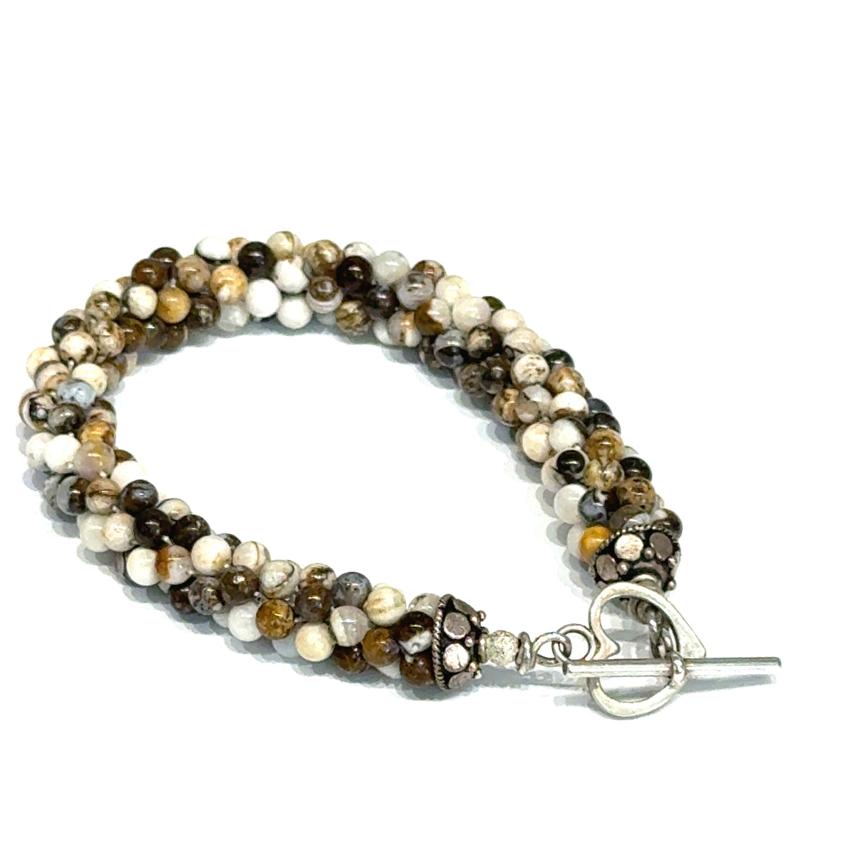 Striped Jasper Gemstone Crocheted Bracelet