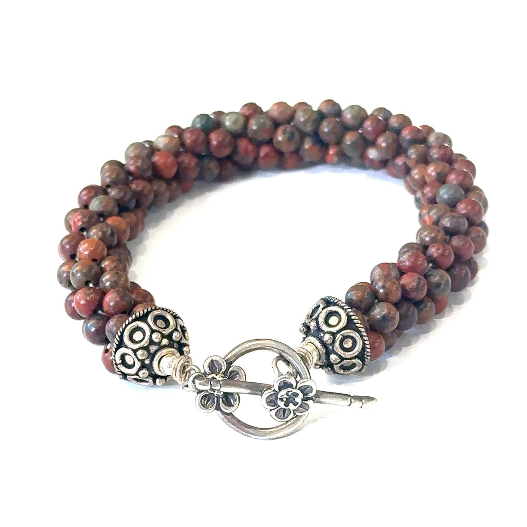 Brecciated Jasper crocheted gemstone bracelet, jewelry