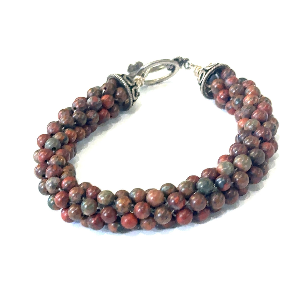 Brecciated Jasper crocheted gemstone bracelet, jewelry