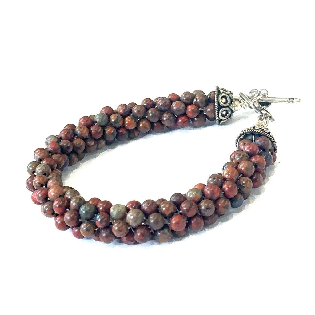 Brecciated Jasper crocheted gemstone bracelet, jewelry