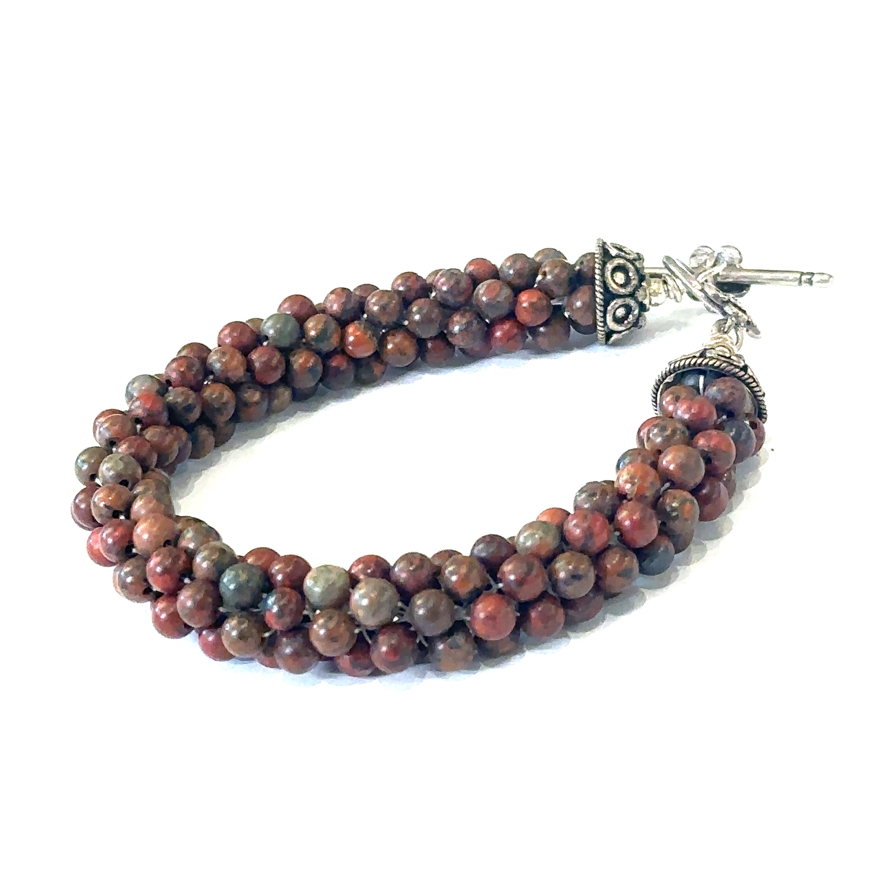 Brecciated Jasper crocheted gemstone bracelet, jewelry