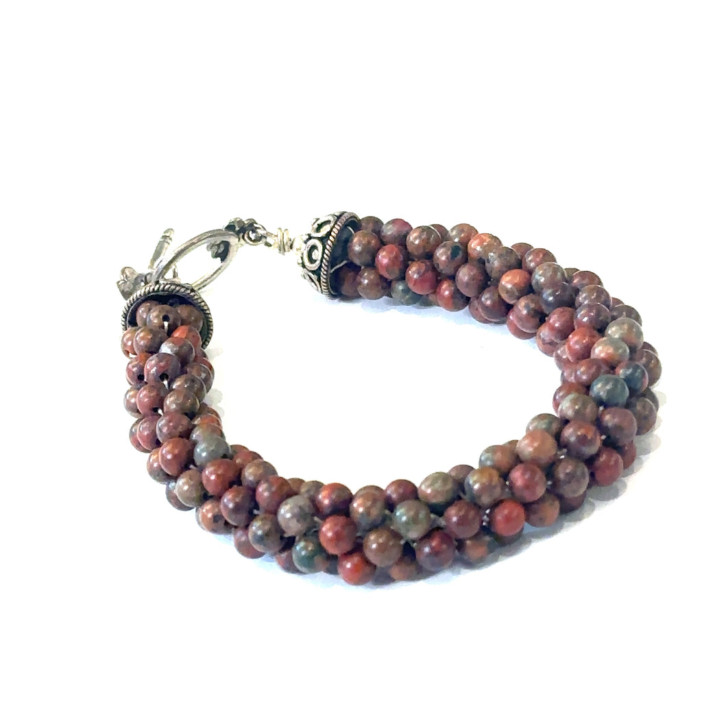Brecciated Jasper crocheted gemstone bracelet, jewelry