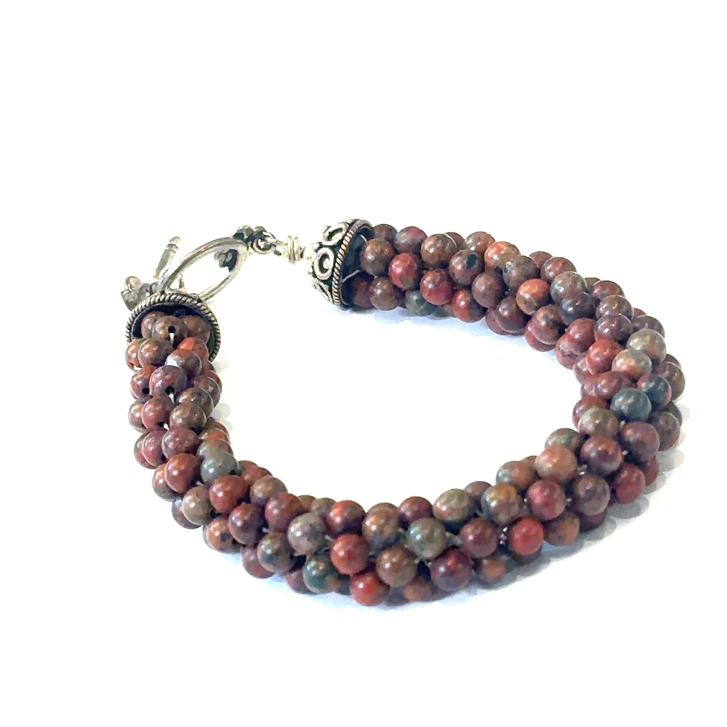 Brecciated Jasper crocheted gemstone bracelet, jewelry
