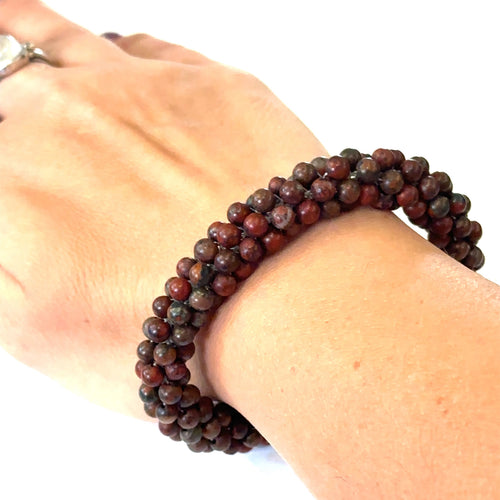 Brecciated Jasper crocheted gemstone bracelet, jewelry