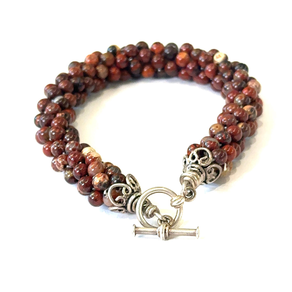 Brecciated jasper gemstone crocheted, jewelry