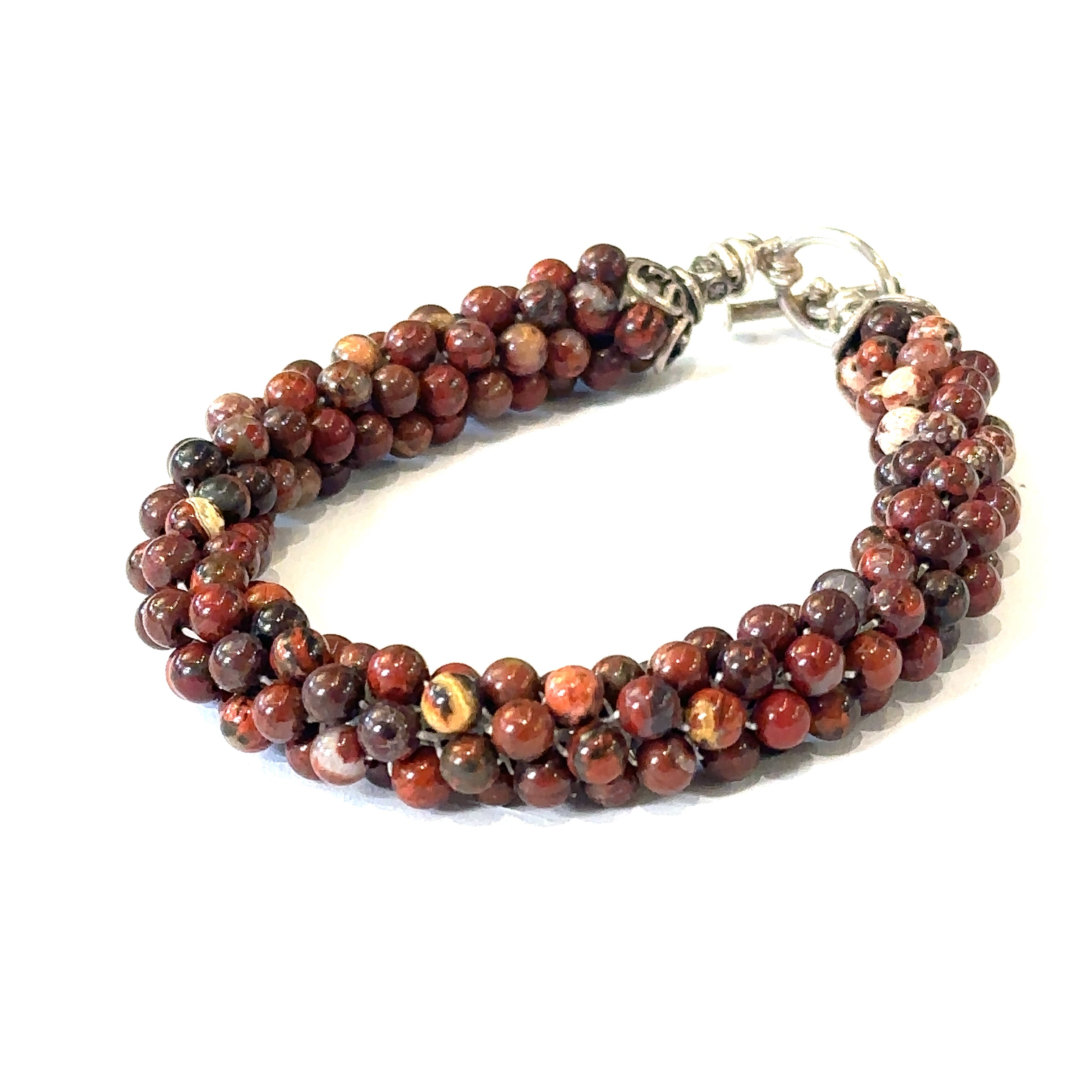 Brecciated crocheted gemstone bracelet, jewelry