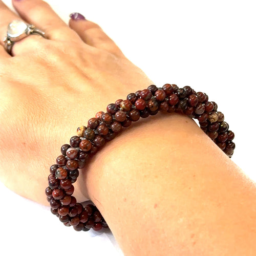 Brecciated jasper gemstone crocheted, jewelry