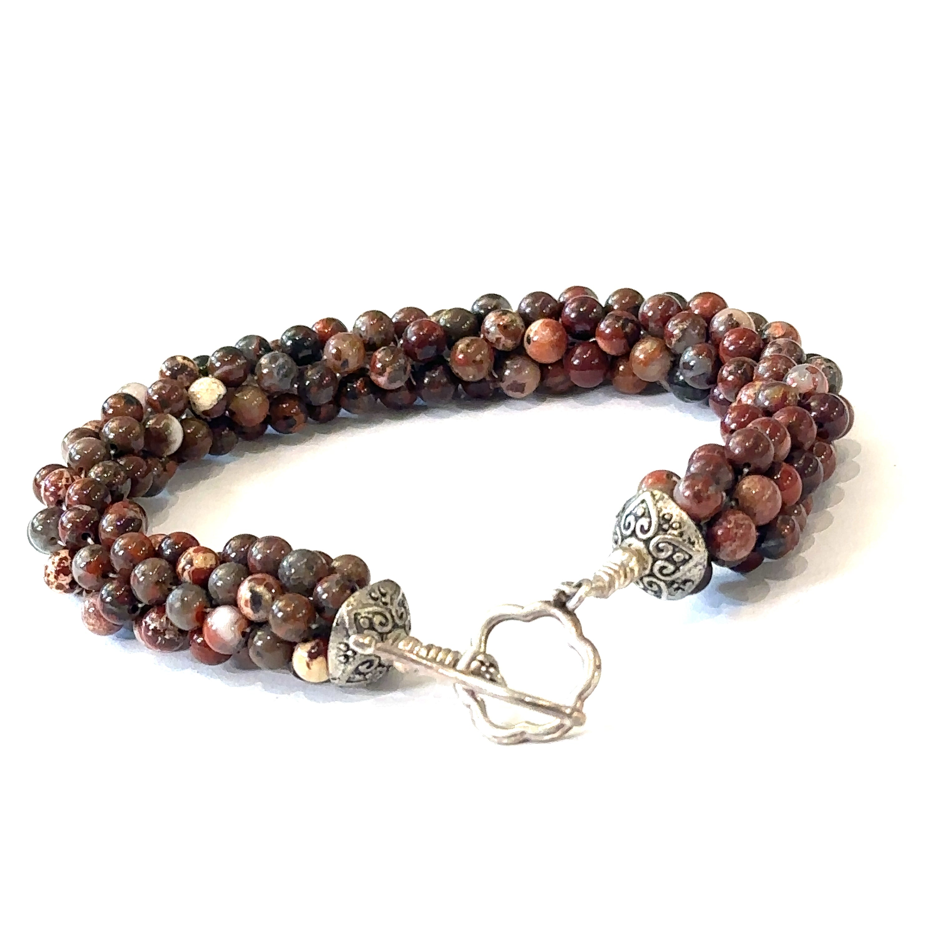 Brecciated crocheted gemstone bracelet, jewelry
