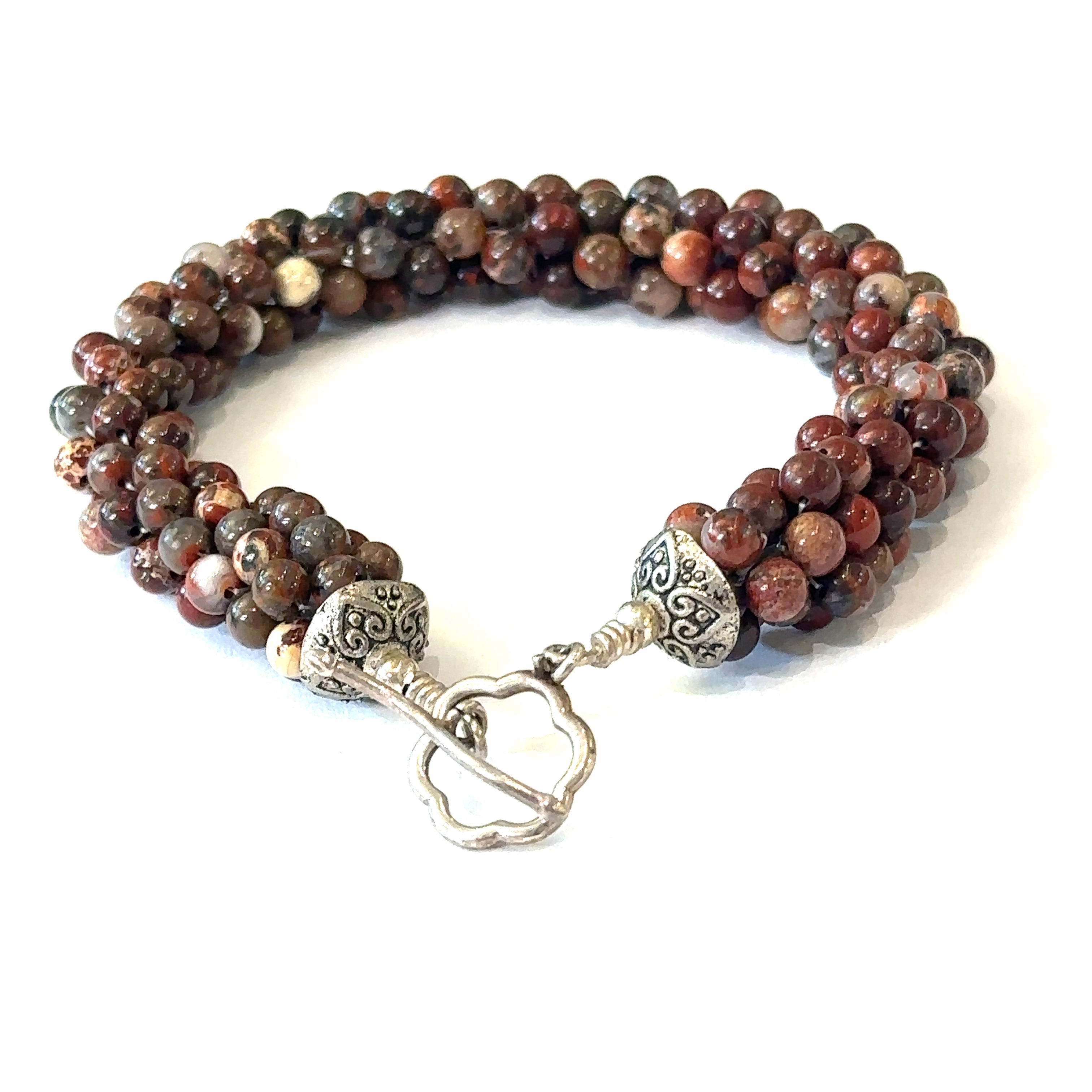 Brecciated crocheted gemstone bracelet, jewelry
