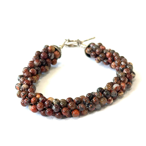 Brecciated crocheted gemstone bracelet, jewelry