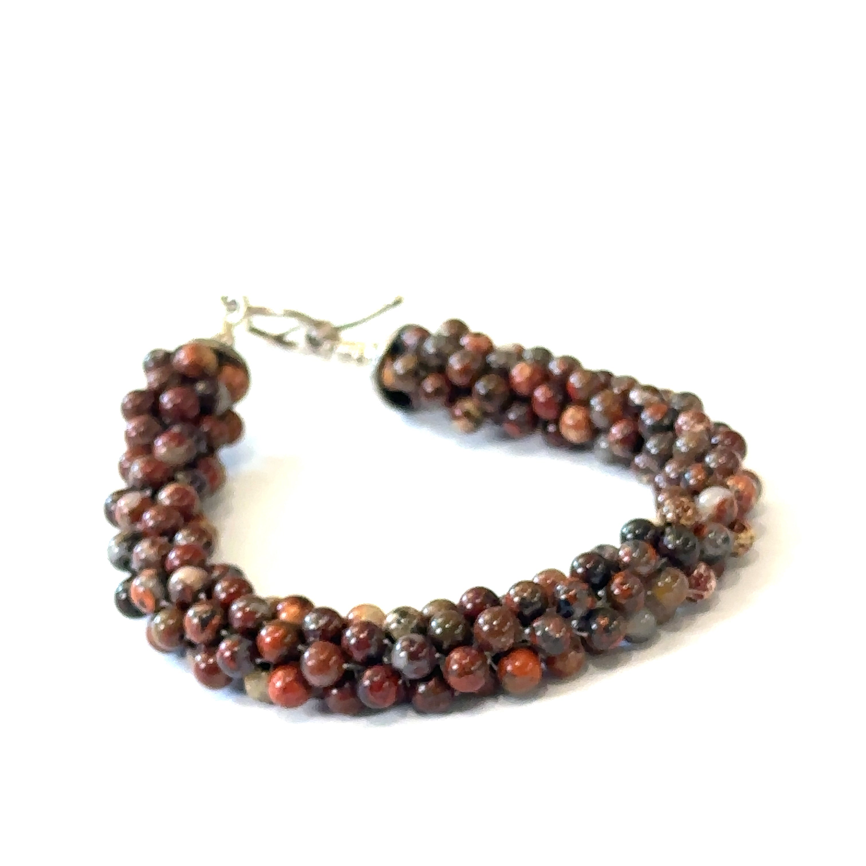 Brecciated crocheted gemstone bracelet, jewelry