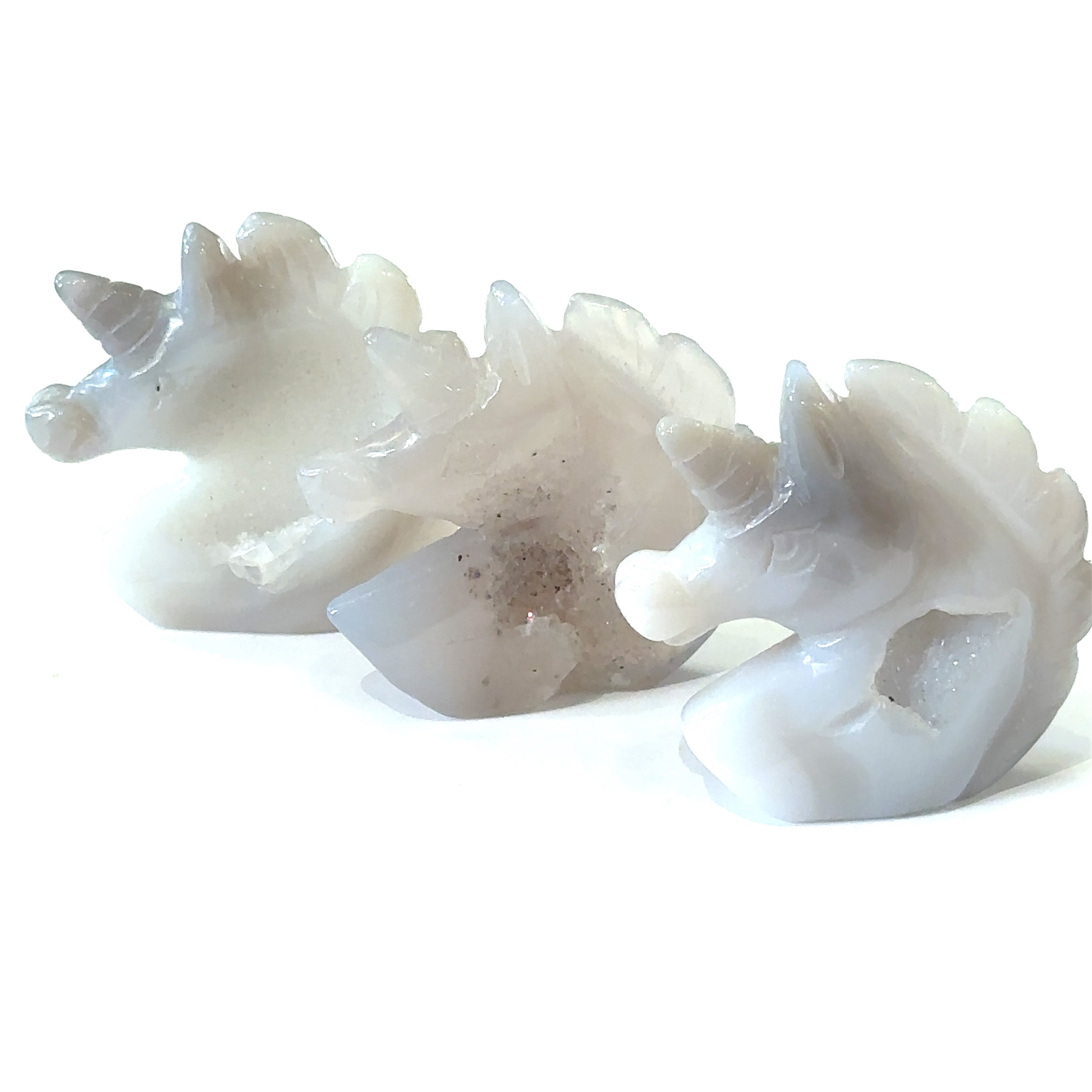 Druzy Agate Unicorn Carving – Ethically Sourced Crystal for Protection, Balance & Confidence