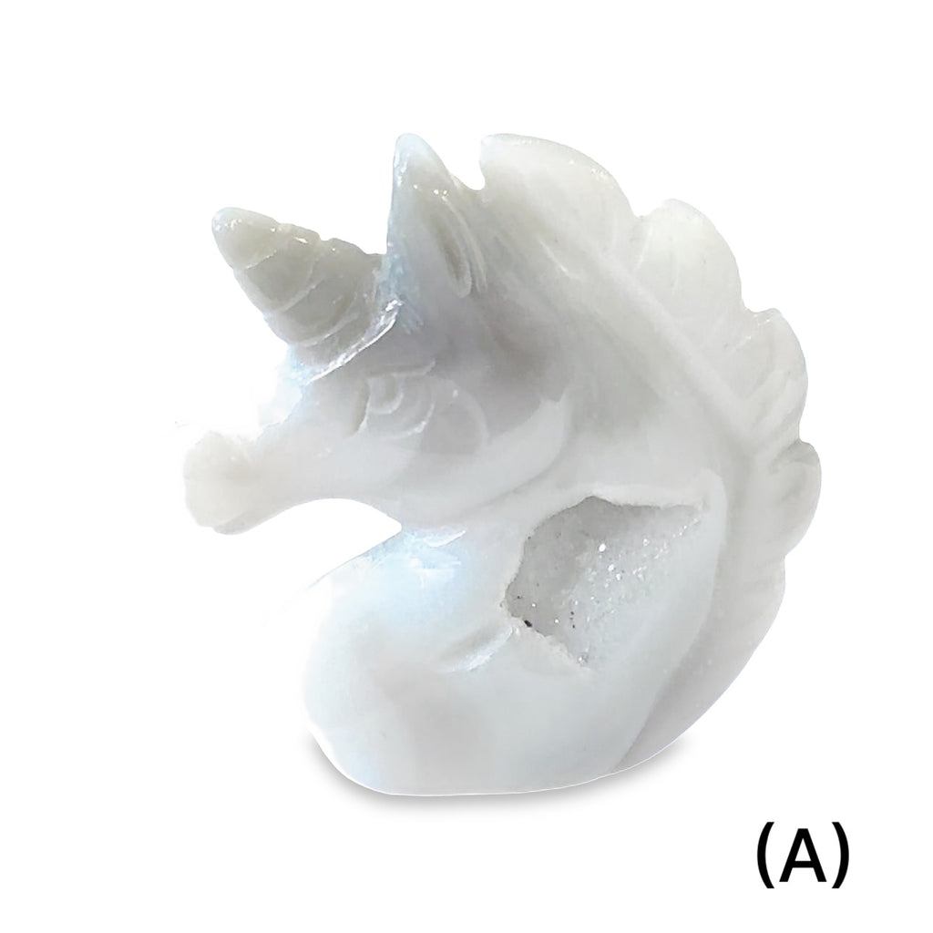 Druzy Agate Unicorn Carving – Ethically Sourced Crystal for Protection, Balance & Confidence
