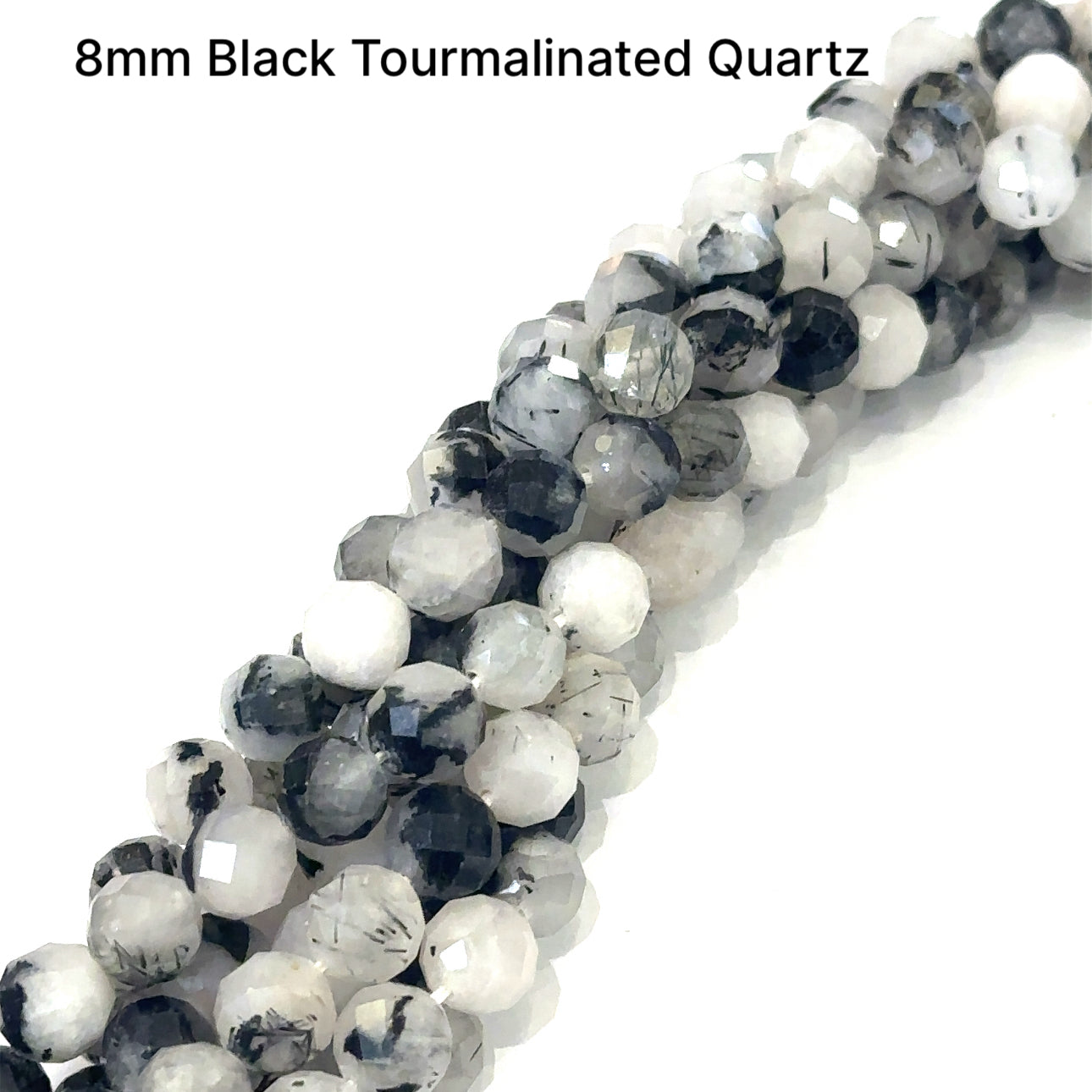 Black Tourmalinated Quartz Gemstone Strands, Jewelry supplies