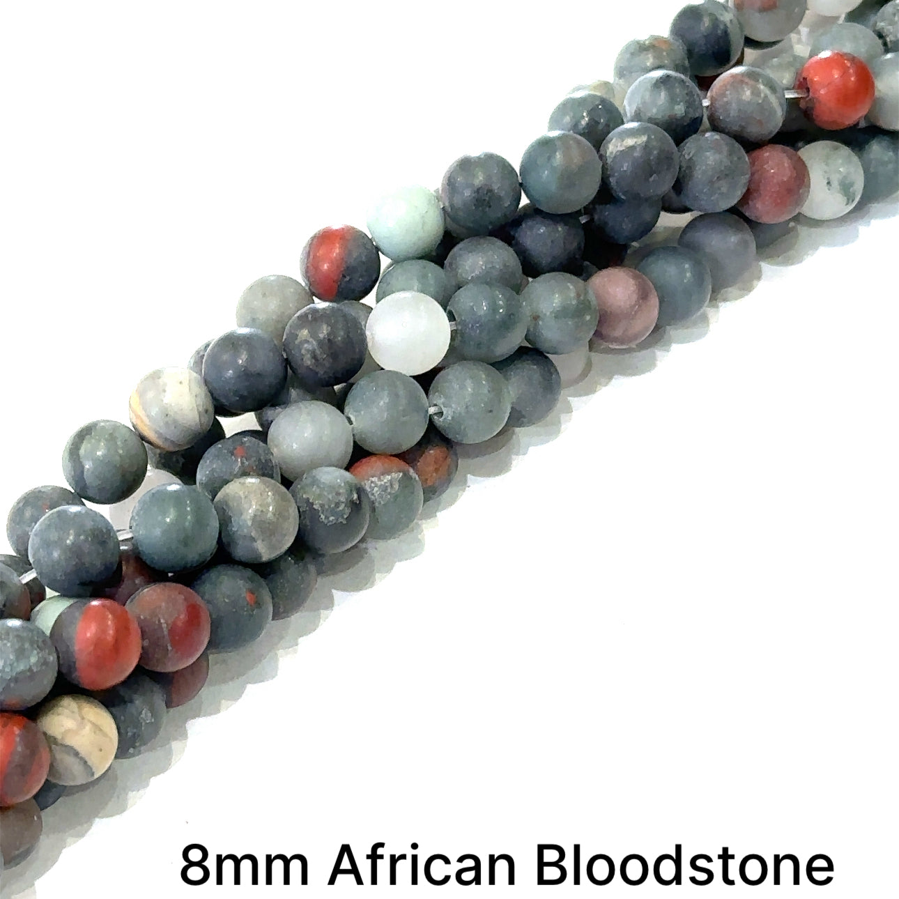 African Bloodstone gemstone strand, jewelry supplies