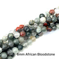 African Bloodstone gemstone strand, jewelry supplies