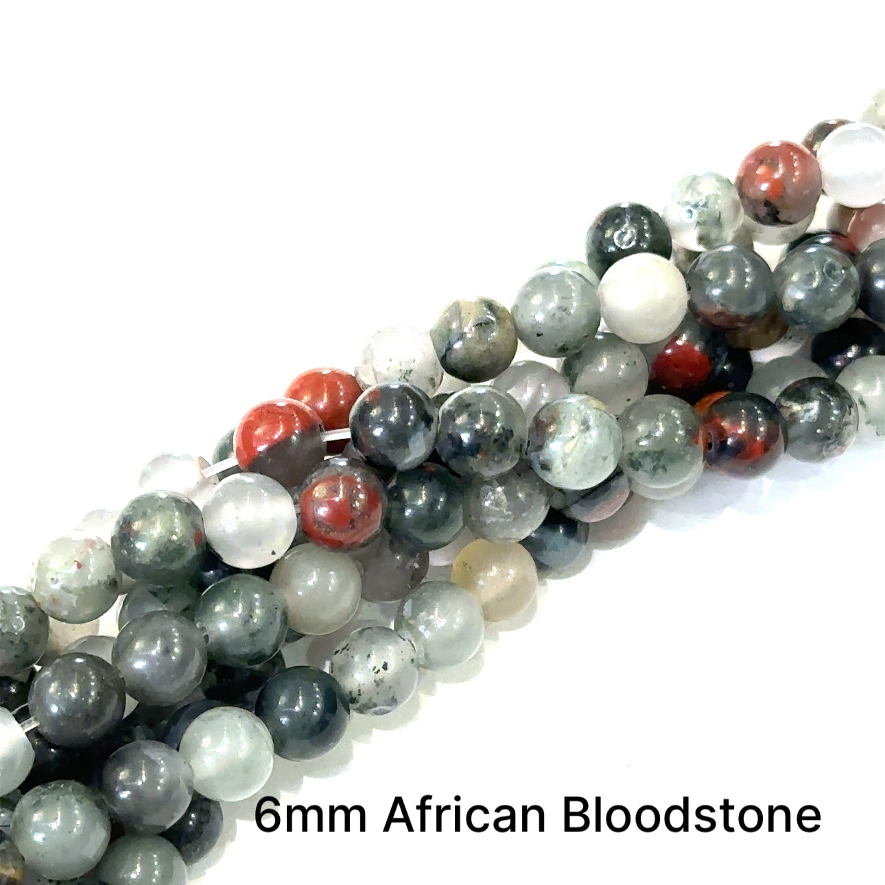 African Bloodstone gemstone strand, jewelry supplies