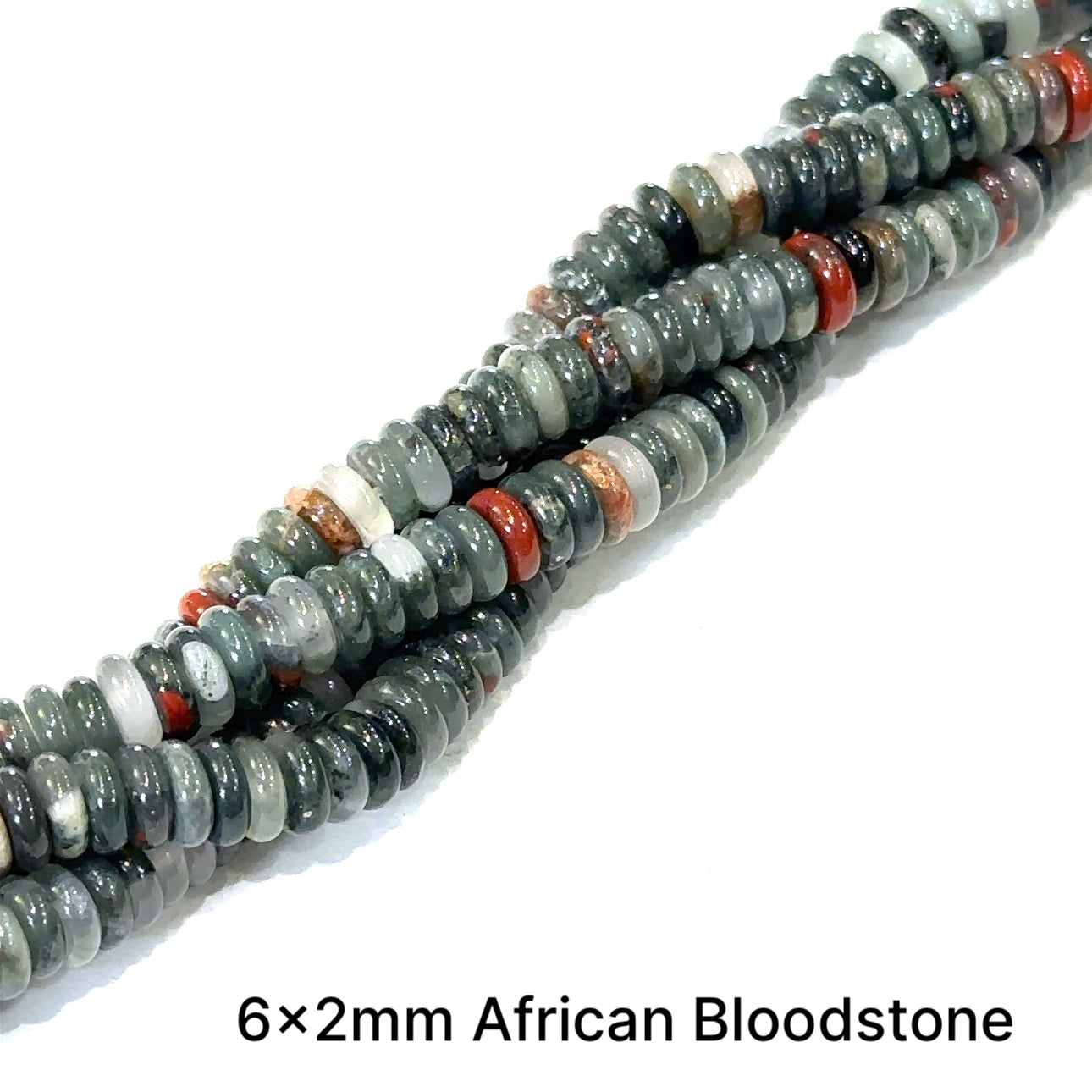 African Bloodstone gemstone strand, jewelry supplies